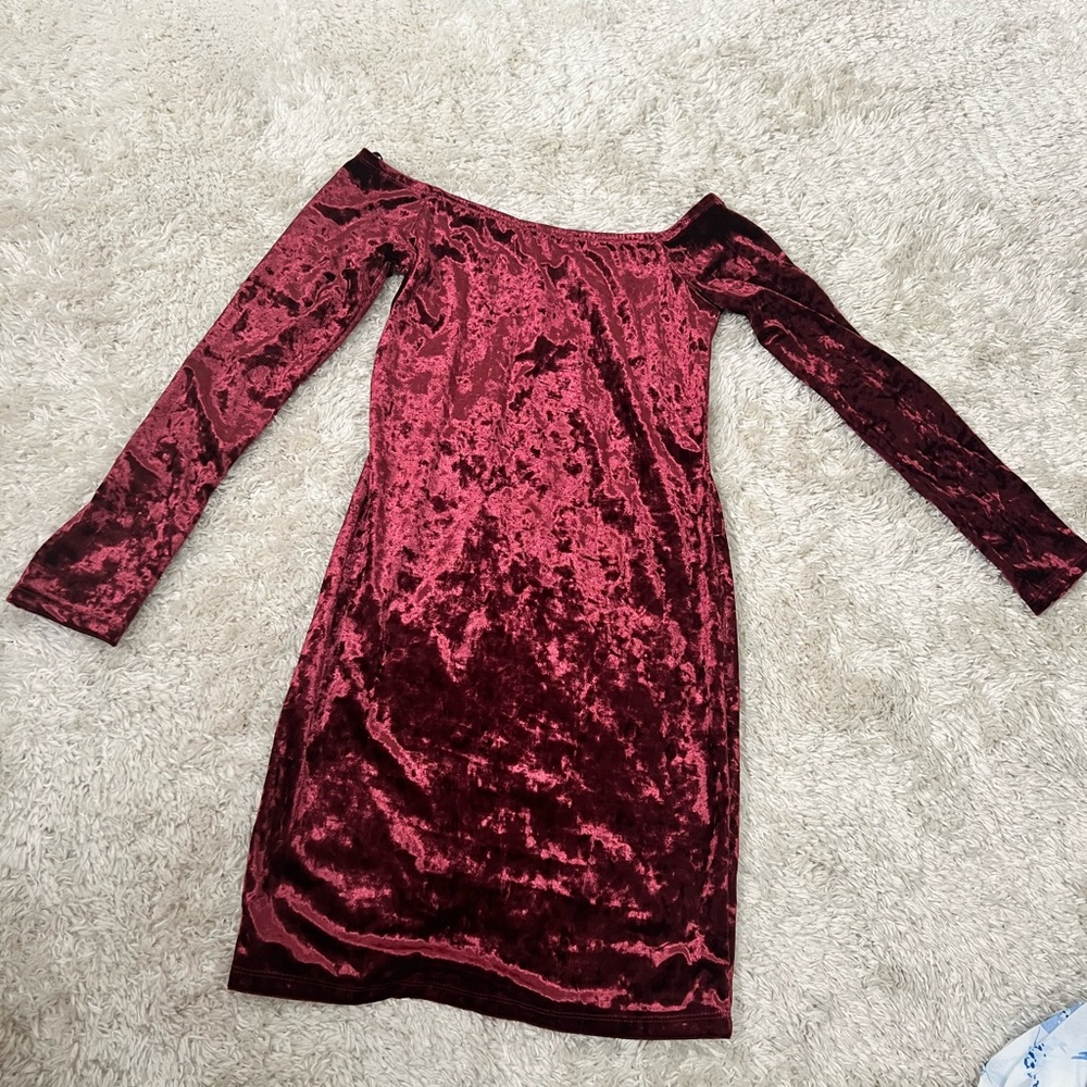 Suede Off the shoulder mini dress
